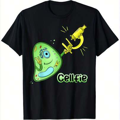 Camiseta con broma de ciencia "Cellfie" sobre células y microscopios, camiseta casual de manga corta, camiseta para fiesta