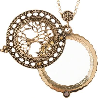 A Magnifying Glass Necklace For Elderly - Long Sweater Chain With Handheld Magnifying Glass Pendant, Bohemian Retro Style Accessory, Suitable For Reading, Parties, And Daily Use, Low Vision Aid For Viewing Phones/Books/Menus