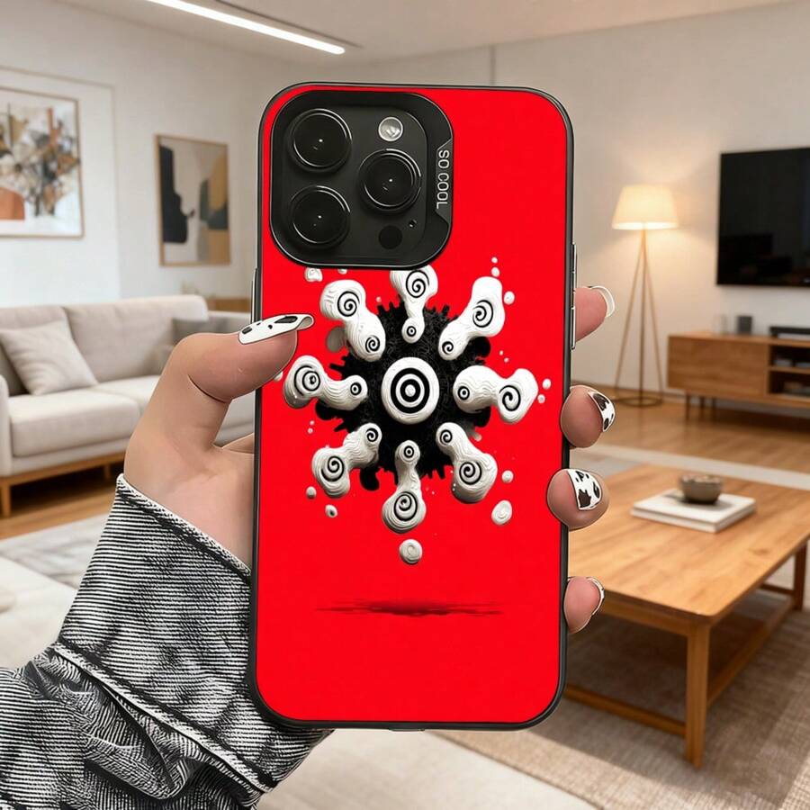 Cubierta de telefono con diseño de espiral en rojo y blanco para uso diario en casa y viajes Aplicable a teléfonos Apple y Galaxy - Blanco - Ver 1