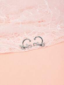 Hatastic Minimalist Chic Butterfly Clip Earrings For Daily Casual Wear,Silver Earring Gifts Music Fest Back To School - Silver - View 4
