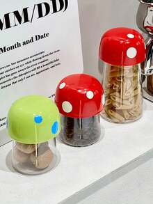 1pc Mushroom Sealed Jar,Coffee Storage Jar,Storage Container Airtight Food Jars,Covered Grain Storage Box, Grain/Nut/Candy/Tea Storage Jar, High-Value Storage Jar,Kitchen Plastic Canisters,Wide Mouth Pantry Clear Jar - 彩色 - 查看 6