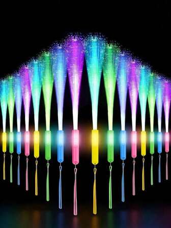 12pcs Fiber Optic Glow Sticks, LED Foam Glow Sticks, Colorful Fiber Optic Glow Sticks, 3 Lighting Modes - Glowing Fiber Optic Sticks, LED Flashing Sticks, Suitable For Dark Parties, Bachelor Parties, Men And Women's Parties, Can Be Used As Glow Gifts, Wedding Party Supplies, Festivals, Concerts, Weddings, Bars, Midnight Parties, Family Gatherings, Summer Parties, Hawaii, Halloween, July 4th, Autumn, Etc.