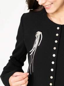 1PC Diamond-Encrusted Pearl Tassel Jellyfish Brooch, Fashionable And Exaggerated Pin, Suit Jacket Accessory