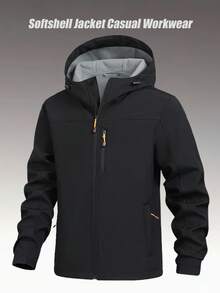 Men's Outdoor Casual Waterproof Windproof Thermal Lined Thick Long Sleeve Jacket - Black - View 2