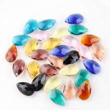 20 piezas/paquete Cuentas de vidrio en forma de lágrima de 13*22mm con un orificio, de colores variados, para manualidades DIY como cortinas, lámparas de araña, portavelas, accesorios para atrapasoles - Gotas de agua de malla de 13 x 22 mm (20 piezas) - Ver 32