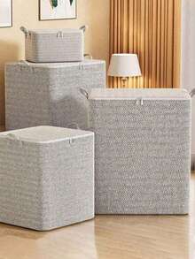 Foldable Clothes Storage Bag With Handle, Large Capacity, Breathable Wardrobe, Clothes Storage Box With Handle And Zipper, Reinforced Portable Storage Bag, Can Store Blankets, Bedding, Space-Saving Wardrobe Organizer, Suitable For Bedroom, Home, Dorm, Can Store Bedding, Also Can Be Used As Laundry Basket And Clean Clothes/Toy Storage Basket. - Multicolor - View 1