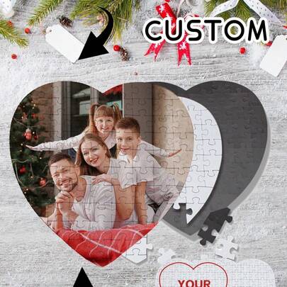 75 piezas/80 piezas Rompecabezas con forma de corazón, Juego de rompecabezas, Rompecabezas personalizado, Regalo para esposo/esposa, Regalo del Día de San Valentín, Regalo para él/ella, Adecuado para adultos, familias, parejas, Regalo personalizado, Rompecabezas con foto personalizada, Regalo para él/ella, familia, amigos