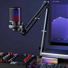 Micrófono de Condensador USB,Micrófono Streaming, RGB Microfono PC, Sensor de Llave para silenciar patrón Polar cardioide Audio Chat en Línea para Pc     Grabación de juegos - 1 - Ver 7