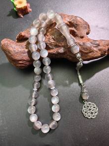 1 件 45 颗 10 毫米穆斯林祈祷珠手链，新款圆形珠子吊坠，经典款（黑色蓝色或棕色黑色可选），适合男女日常或节日佩戴 - 彩色 - 查看 23