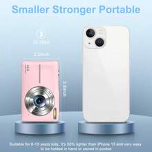4400MP 全高清 1080P 紧凑型数码相机，16 倍光学变焦，附赠 32GB SD 卡和挂绳，适合初学者的口袋相机（粉色） - 粉色 - 查看 4