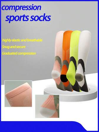 Calcetines largos de alta calidad tejidos para fútbol, running, ciclismo, calcetines deportivos de compresión unisex, ligeros y cómodos