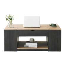 Couchtisch Mit Liftfunktion - 109 Cm, Graues Gestell, Stylish Design, Stauraum Unter Der Tischplatte - Grey+Brown - View 3