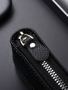 SHABILI New Short Wallet, Popular Men's Zipper Card Holder, Student Coin Purse Wallet - Black - View 6