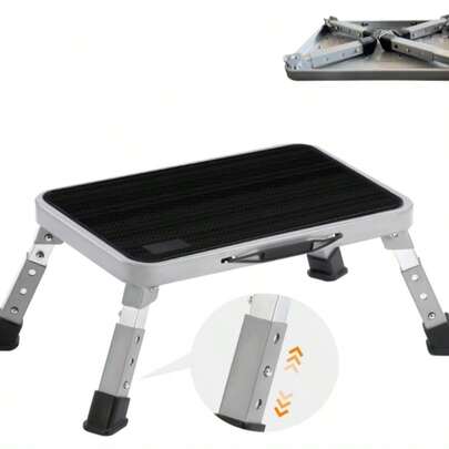 Taburete plegable, taburete ajustable con plataforma antideslizante, escalera con patas de goma gruesas para adultos o niños en la cocina, el dormitorio, la oficina, la autocaravana, con una capacidad de 150 kg.