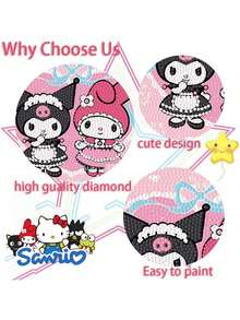 Sanrio Kuromi Children's Crystal Diamond Painting, DIY Handmade Cartoon Anime My Melody Diamond Painting Decor, 5D Diamond Painting Home Interior Decoration