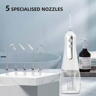 Irrigador oral portátil, limpiador dental a chorro de agua recargable con 3 modos, IPX7, 300ML, para la limpieza de los dientes y el cuidado oral