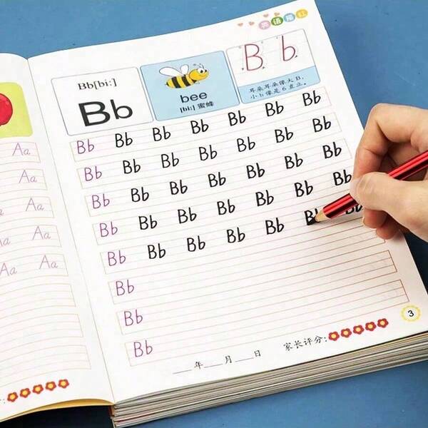 32-Page 1 Book English Tracing Book + Gift: 2 Pencils, 1 Random Color Pencil Grip, English Alphabet A-Z Tracing Workbook, Calligraphy Practice Book, Beginner English Writing Practice Notebook