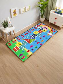 1pc Hopscotch Velvet Carpet, Washable, Cartoon Pattern, Large Game Mat, Room Decor, Holiday Gift, Low Pile, Machine Made, Polypropylene Backing, Polyester Fiber Material - Multicolor - View 19