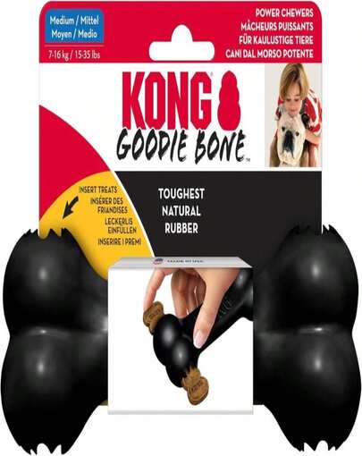 KONG - Extreme Goodie Bone - KONG&#39;S Most Durable Natural Rubber Dog Bone For Power Chewers - Black - For Large Dogs