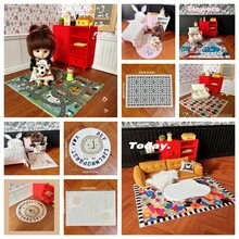 Thảm mini, Thảm trang trí phòng khách nhà búp bê, Mô hình thảm, Thảm trang trí nhà búp bê phong cách retro Dopamine, Phụ kiện chụp ảnh mô hình thu nhỏ tỷ lệ 1:12, Thảm trang trí mô hình thu nhỏ - Nhiều màu - Xem 1