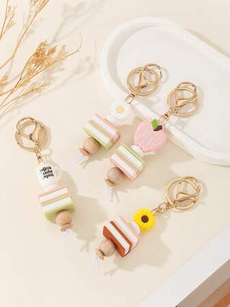 1pc Floral Print Casual Bohemian Party Street Elegant Silicone Keychain, Back To School Season