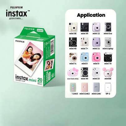 FujiFilm Mini 20-Sheet White-Bordered Photo Paper, Compatible With Mini7+/11/40/90/Evo/12/41 Instant Cameras, Stable And Reliable Image Quality, Suitable For Everyday Photography.
