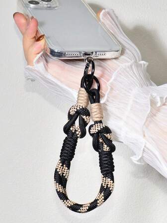 高端手工编织短款撞色穿线可拆卸手机手腕带，创意户外防丢坚固智能手机壳挂绳，多功能包包钥匙相机挂件