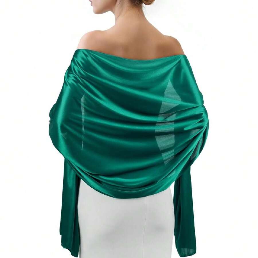 Satin Shawl Wraps For Women Evening Dresses Wedding Bridal Party Silky Scarf Formal Cover Up Bridesmaid Gifts,27467824 - 薄荷綠 - 查看 1