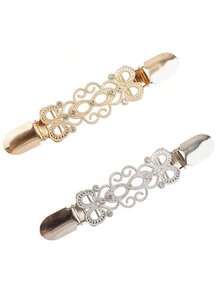 2pcs Vintage Metal Cardigan Clip, Dress Clip, Shawl Clip, Waist Cincher - For Sweaters, Dresses, Coats, Shirts - Multicolor 2 - 查看 1