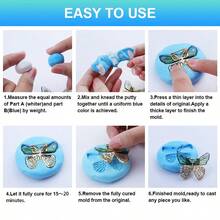 120G/454G Blue Silicone Putty, Silicone Mold Making Kit, Strong Flexible, Easy 1:1 Mixing Ratio For Reusable Silicone Molds, Resin Molds - Blue - View 4