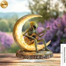 1 Tượng acrylic hình người ngoài hành tinh chơi guitar trên mặt trăng theo phong cách Bohemian - Tượng trang trí, vật trang trí bàn làm việc, phù hợp cho nhà cửa, văn phòng, quán cà phê - Trang trí phong cách Boho đa năng, không có chữ - Nhiều màu - Xem 6