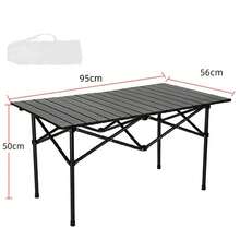 Mesa de campamento plegable portátil con mesa plegable, adecuada para camping de barbacoa de picnic al aire libre - Negro - Ver 3