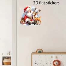 Santa Claus And Reindeer Vinyl Stickers Christmas Theme Car Stickers, Suitable For Cars, Laptops, Trucks, Motorcycles, Window Molded Walls: Same-Adhesive Type. Reusable Use - Adhesive Slope - A - View 5