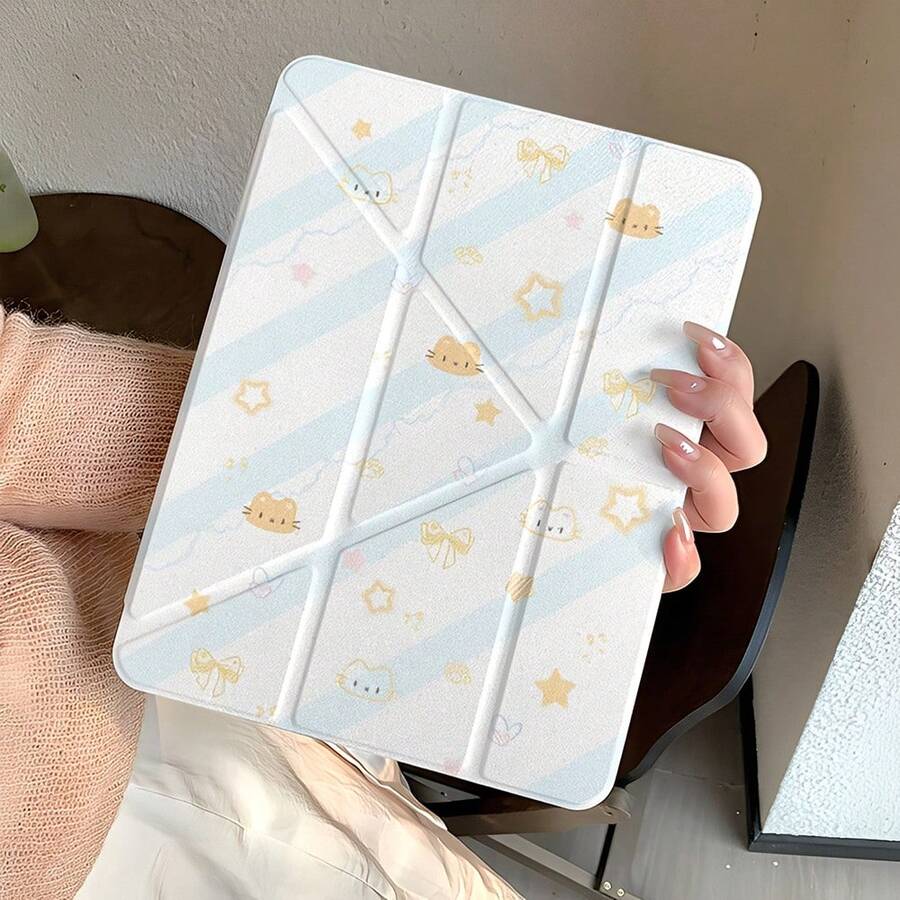 DANYCASE 透明折叠保护壳，兼容 iPad A16 2025、iPad Air 11/13、M2/M3、iPad Pro 11/13、M4 2024、iPad Air 4/5/10 代 10.9 英寸、iPad Pro 11 代、9 代、8 代、7 代 10.2 英寸、iPad Pro 12.9 英寸、4 代、5 代、6 代 - 星星貓咪 - 查看 1