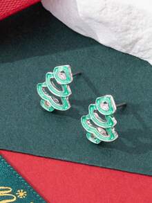 1 Pair Minimalist Fashionable Chic Christmas Mini Tree Stud Earrings - Christmas Earrings - View 6
