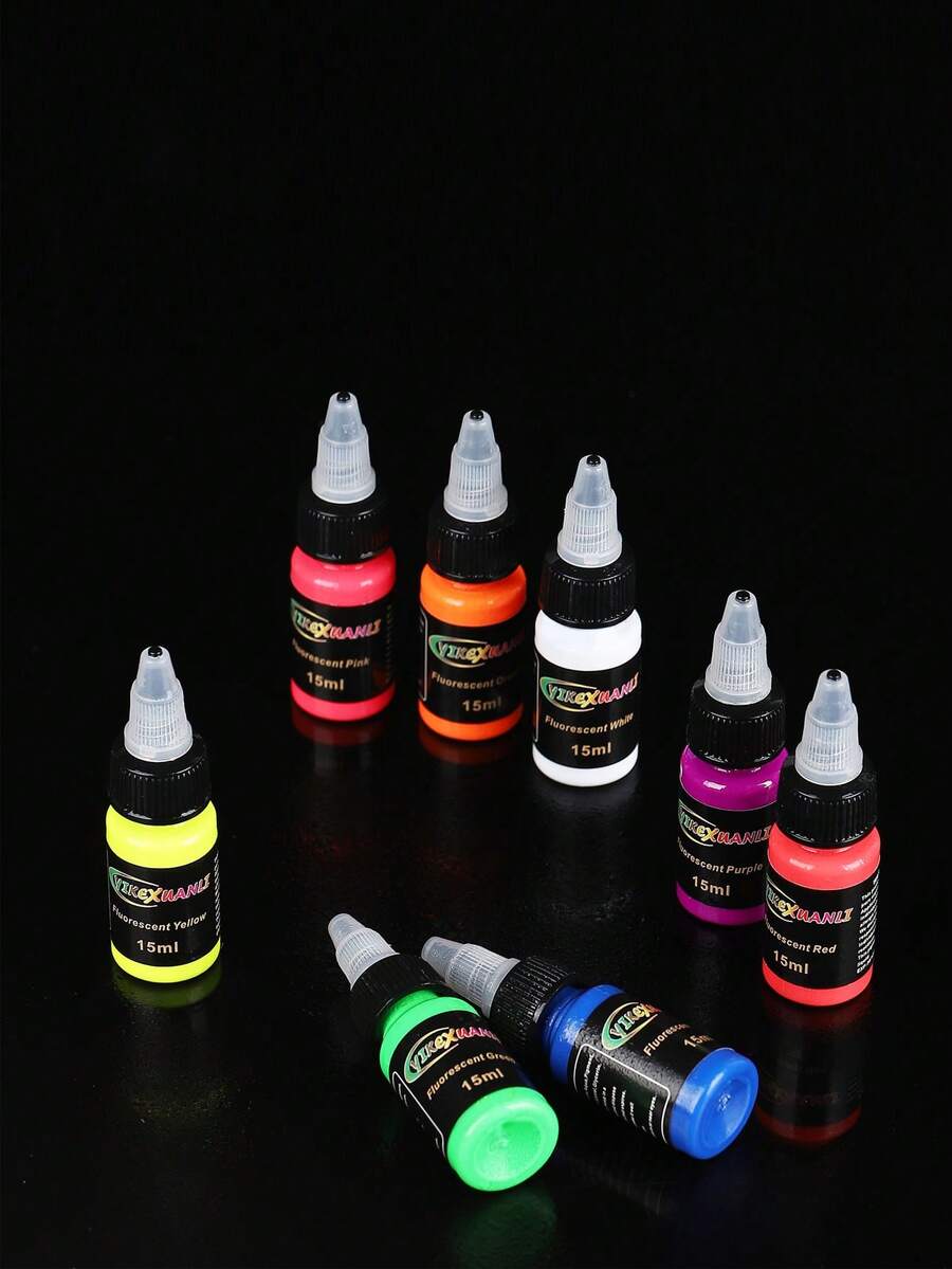 yikexuanli 4 szt./8 szt. 15 ml fluorescencyjnego tuszu do tatuażu, świecący w ciemności, odpowiedni do zdobienia ciała, tatuaż DIY