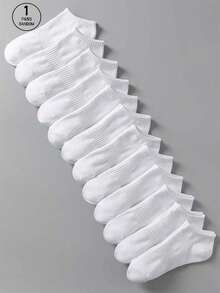 1/12 Pairs White Waist Cinching Simple Fashionable Versatile Breathable Odor-Resistant Women Ankle Socks - White - View 7