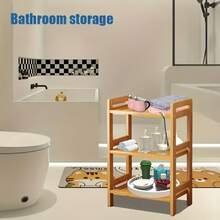 Senmeo Three-Layer Bamboo Storage Rack - Multi-Functional Vertical Organizer, Durable & Space-Saving For Kitchen, Bathroom, Living Room, Bedroom - 3 lớp - Xem 9
