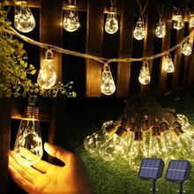 Solar Outdoor String Lights, 20Ft Vintage Rope Hemp Solar Patio Lights, Waterproof Warm White Solar Powered String Lights With 8 Modes 16 Shatterproof Bulbs For Garden Fence Stairs Balcony Café Bistro - Warm White - View 9
