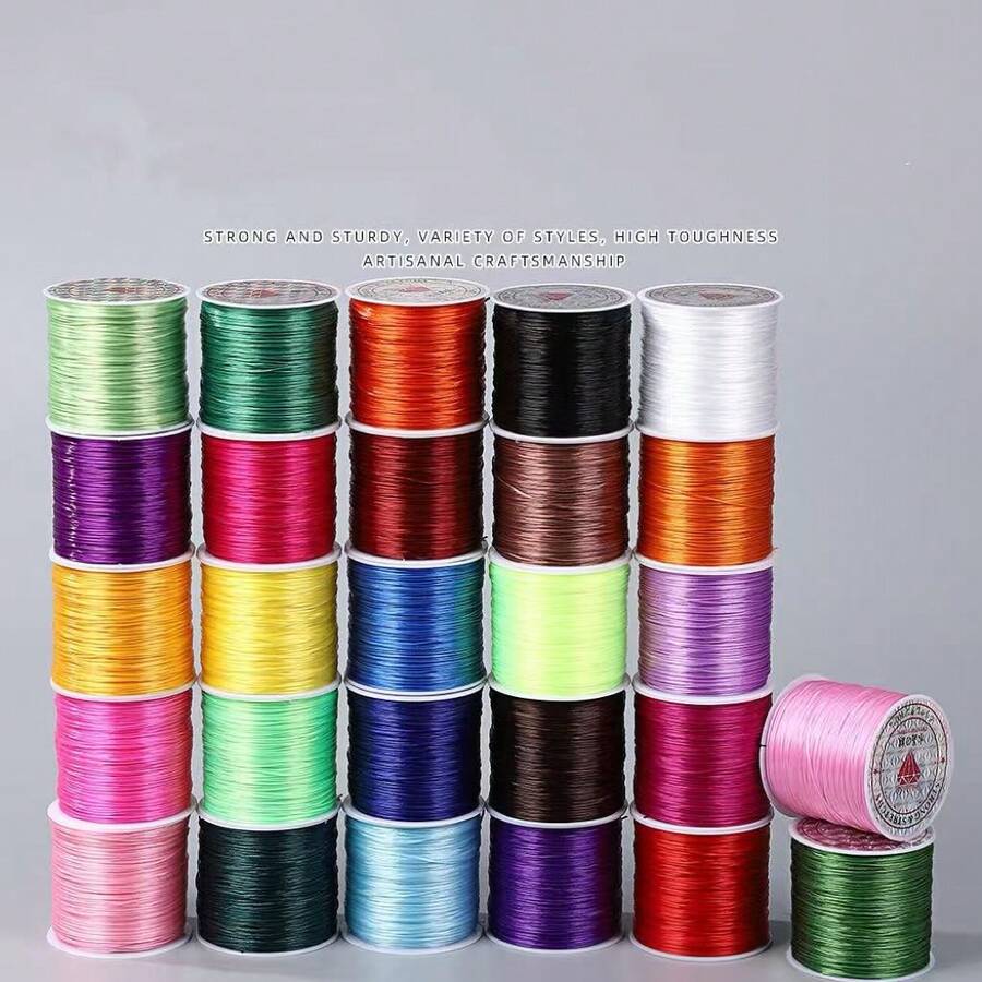 50米彩色扁平弹力线，0.8毫米手链绳，串珠线，用于珠宝制作，水晶DIY弹力绳，项链及各种DIY珠宝 - 彩色 - 查看 1