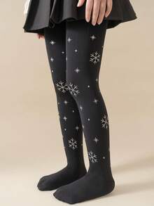 4 Pairs Girls' Heart & Bow Print Tight Leggings, High Density Knit, All Season - Multicolor - View 5