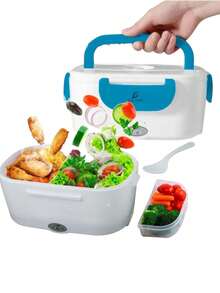Portable Thermal Lunch Box With Electric Kettle, 110V, Lunch Box With Different Colors - Blue - View 1