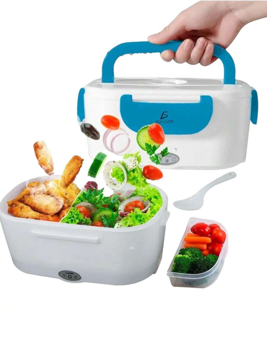 Portable Thermal Lunch Box With Electric Kettle, 110V, Lunch Box With Different Colors - Blue - View 1