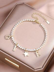 1条时尚简约字母星形装饰链手链，适合女性日常佩戴 - 手鍊 - 查看 1