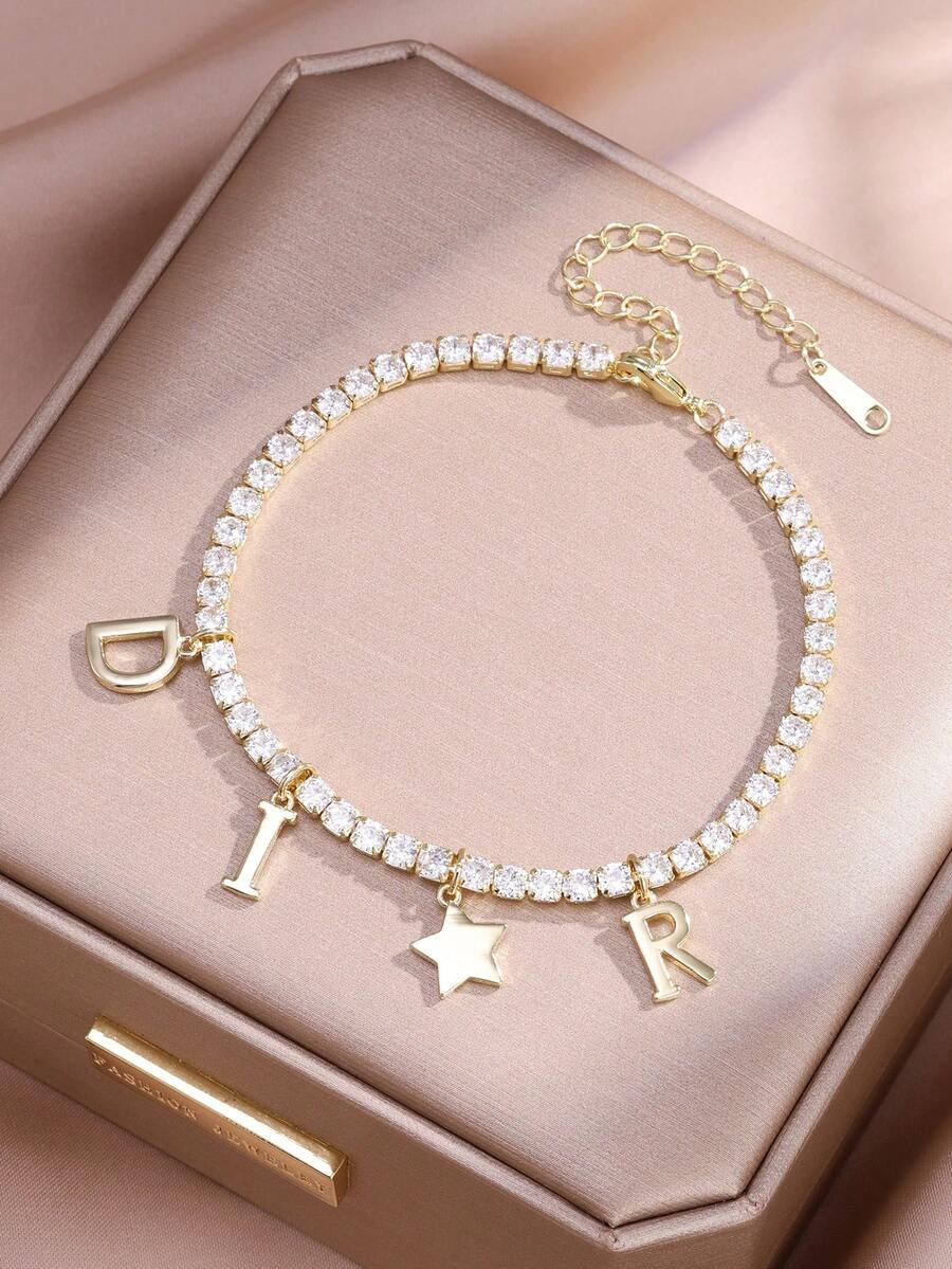 1条时尚简约字母星形装饰链手链，适合女性日常佩戴 - 手鍊 - 查看 1