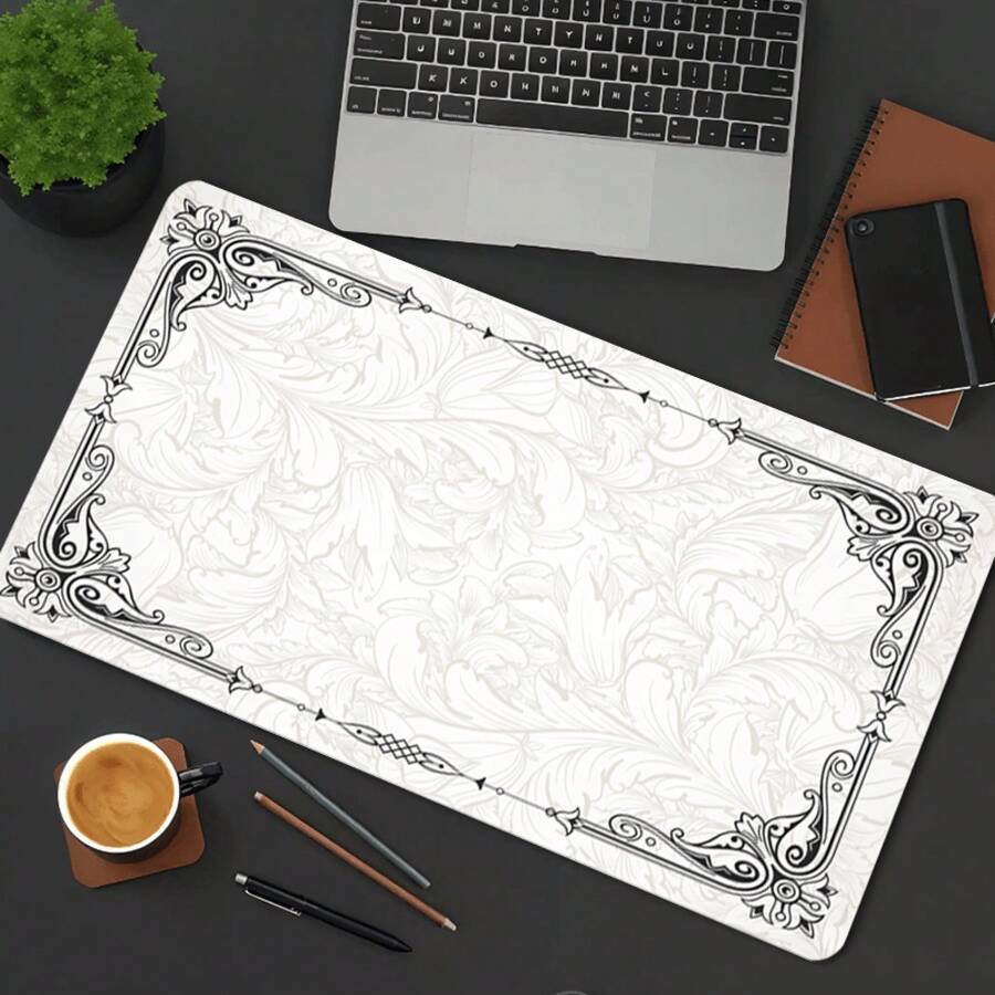 XXL Ornate Floral Vintage Gaming Mouse Pad - Desk Mat With Non-Slip Rubber Base, Stitched Edges & Smooth Surface For Office, PC Gaming, Keyboard & Mouse - Elegant Desk Decor Gift For Gamers, Men, Women, Mouse Pads For Desk - 80x40cm(31,4x15,7in) - Xem 1
