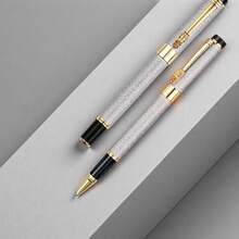 银色哑光圆珠笔/高端金属签名笔/中式龙头珍珠笔/适用于行政商务礼品及办公用途，男女皆宜的专业书写笔，书写流畅/学生书法练习笔/可替换笔芯 - 銀色 - 查看 6