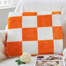 Checkered Throw Blanket For Couch, Soft & Cozy Fleece Flannel Blanket With Checkerboard Grid Home Decor, Checkered Orange Tennessee Blanket - 橘色 - 查看 5
