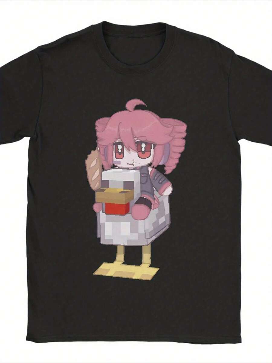 Kasane  T Shirt Summer  Cute Streetwear T Shirts Cotton Harajuku Tee Shirt For Men Short Sleeve Pattern Tops - 黑色3 - 查看 1