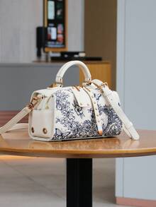 2025 New French Boston Pillow Bag, Heavy Embroidery Butterfly & Floral Embroidered Ladies Handbag, Fashionable Shoulder & Crossbody Bag, Niche Design Lightweight Luxury Commuter Versatile Bag - Multicolor - View 5